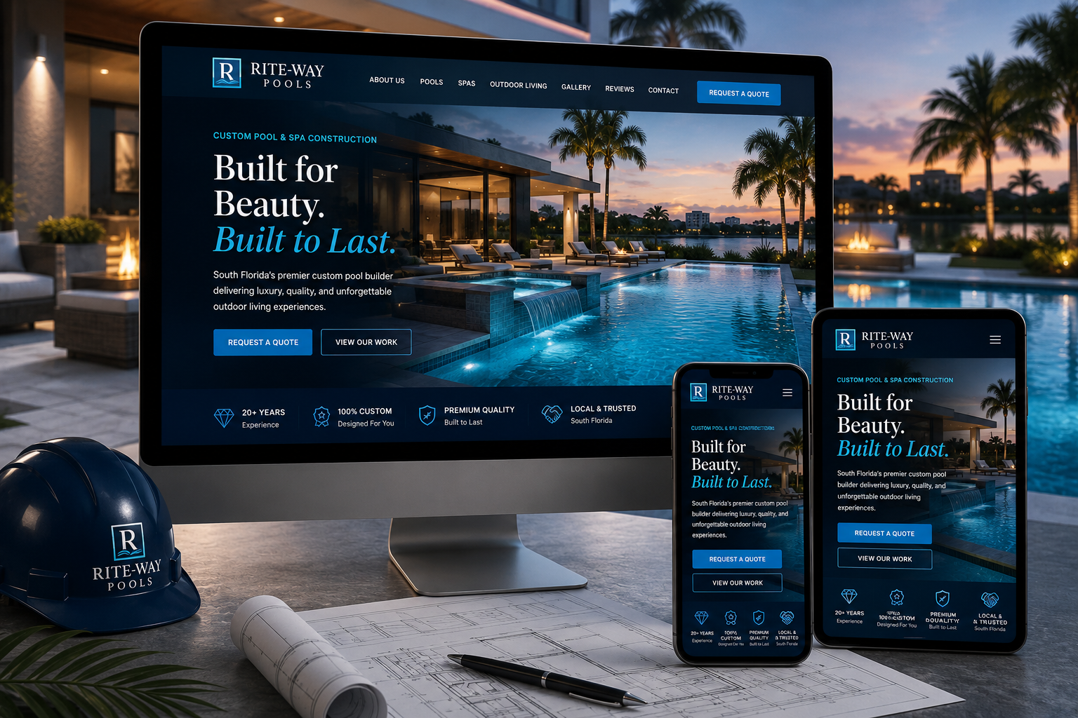 Rite-Way Pools custom pool and spa construction website design by WeDoMedia