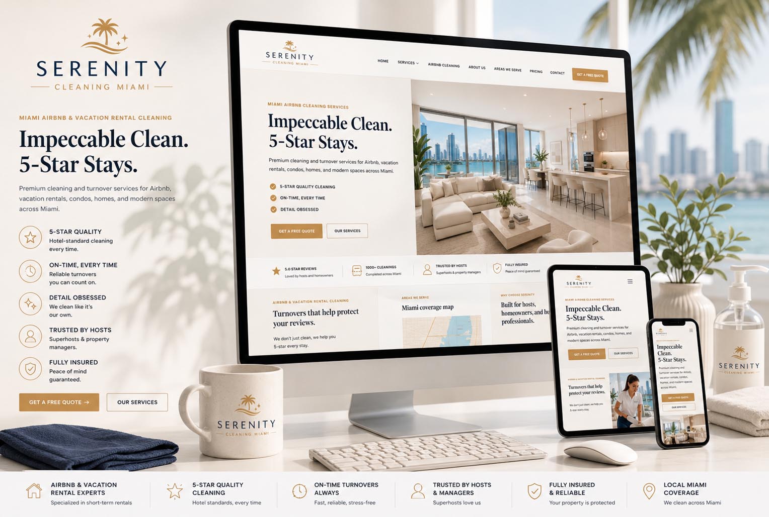 Serenity Cleaning Miami luxury home cleaning website design by WeDoMedia